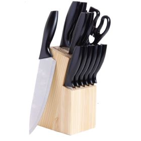 Helston 14 Pc. SS Cutlery Set w/Pine Wood Block