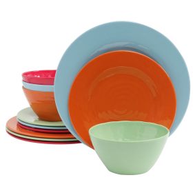 Gibson Brist 12 Piece Melamine Dinnerware Set in A