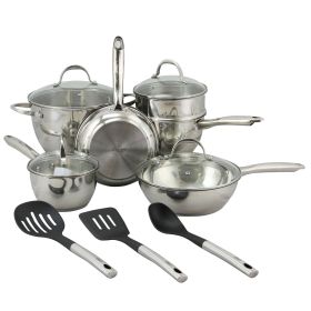 Ridgewell 13 Pc. SS Belly Shape Cookware Set in Silver Mirror Polish