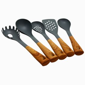 Kitchen Nylon Tools 5 Pc. Set w/Wood Inspired Handles