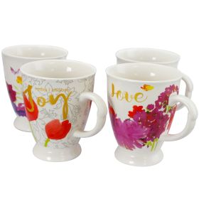 Gibson Home Bold Floral 17.4 oz Cup Set, Set of 4