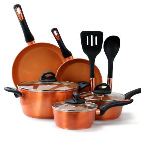 Hummington 10 Pc. Ceramic Nonstick Aluminum Copper Cookware Set