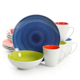 Gibson Crenshaw 12 Piece Round Ceramic Dinnerware