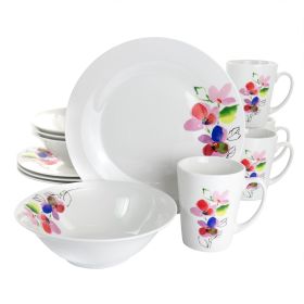Gibson Home Vineyard Rose 12 Piece Round Fine Cera