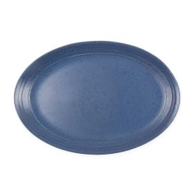 Gibson 14 Inch Stoneware Oval Platter in Blue Spec
