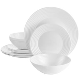 Gibson Ultra Patio 12 Piece Tempered Opal Glass Di
