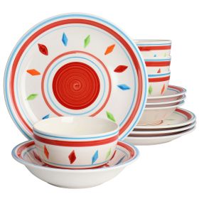 Gibson Home Heidy 12 Piece Hand Painted Durastone