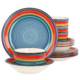 Gibson Home Rainbow 12 Piece Stoneware Dinnerware