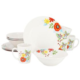 Gibson Home Color Floral 12 Piece Fine Ceramic Din