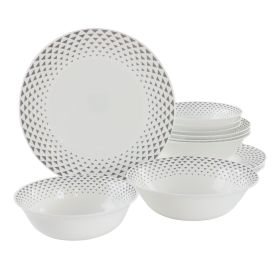 Ultra by Gibson Cane Peak 12 Piece Opal Glass Dinn