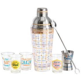 Wanda June Home Bordertown Buzz 7 Piece Glass Bar