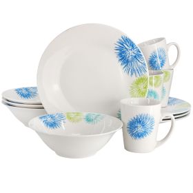 Gibson Home Blue Meadow 12 Piece Fine Ceramic Dinn