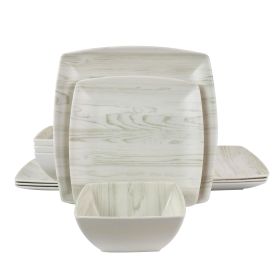 Gibson Home Woodgrain 12 Piece Melamine Dinnerware