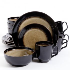 Bella Galleria 16 Pc. Stoneware Dinnerware Set in Taupe and Black