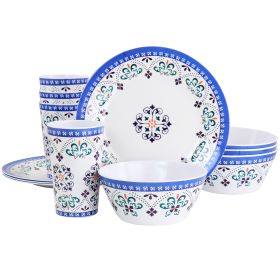 Gibson Everyday Alhambra Blues 12 Piece Melamine D