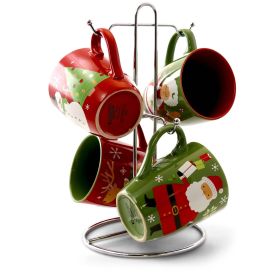 Gibson Home Santa Smile 4 Piece 15 Ounce Stoneware