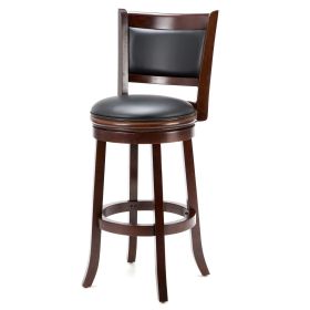 Cherry 29-inch Solid Wood Bar Stool with Faux Leat
