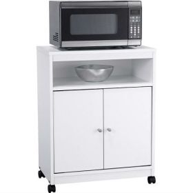 White Utility Cart / Kitchen Microwave Cart with C