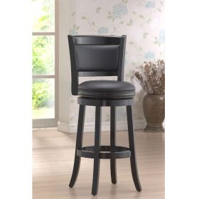 Black 29-inch Swivel Seat Barstool with Faux Leath