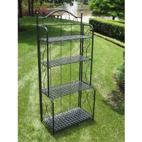 Indoor Outdoor Folding Black Metal Bakers Rack wit