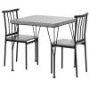 Metal Frame Dining Set w/Grey Wood Top & 2 Chairs
