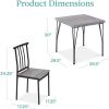 Metal Frame Dining Set w/Grey Wood Top & 2 Chairs
