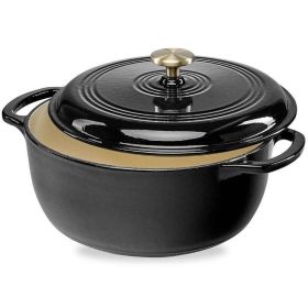 6 Quart Large Black Enamel Cast-Iron Dutch Oven Ki