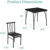 Metal Frame Dining Set w/Black Wood Top Table & 2 Chairs