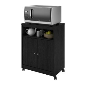 Black Utility Cart / Kitchen Microwave Cart with C