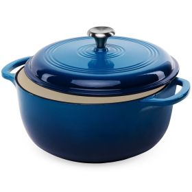 6 Quart Large Blue Enamel Cast-Iron Dutch Oven Kit