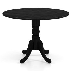 Black Solid Wood 40-inch Round Kitchen Dining Tabl