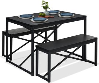 Black Wood Metal Frame Dining Set