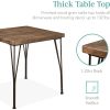 Metal Frame Dining Set w/Dark Brown Wood Top Table & 2 Chairs