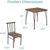 Metal Frame Dining Set w/Dark Brown Wood Top Table & 2 Chairs