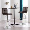 Set of 2 Modern Barstools w/Brown PU Leather Swivel Seats