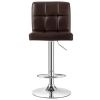Set of 2 Modern Barstools w/Brown PU Leather Swivel Seats