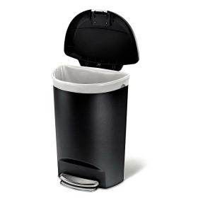 Black 13-Gallon Kitchen Trash Can with Foot Pedal