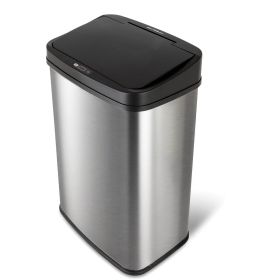 Black Top 13-Gallon Stainless Steel Kitchen Trash Can w/Motion Sensor Lid