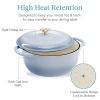 6 Quart Large Baby Blue Enamel Cast-Iron Dutch Oven