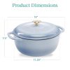 6 Quart Large Baby Blue Enamel Cast-Iron Dutch Oven