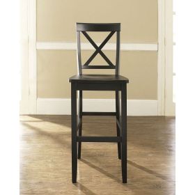 Set of 2 - X-Back Solid Wood 30-inch Barstools in