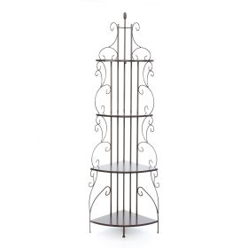 Ornate 4-Tier Metal Corner Bakers Rack Kitchen Din