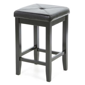 Set of 2 - Black Bar Stools 24-inch High w/ Cushio