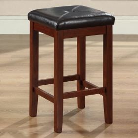 Set of 2 - Vintage Mahogany Bar Stools with Faux L