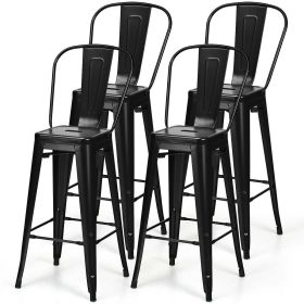 Set of 4 Black 30" Height High Back Metal Industri