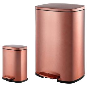 Set of 2 - Copper Gold Step-on Trash Can - 13-Gall