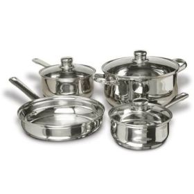 7-Piece Stainless Steel Cookware Set with Tempered