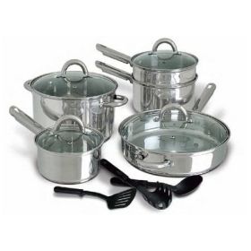 12-Piece Stainless Steel Cookware Set with Tempere