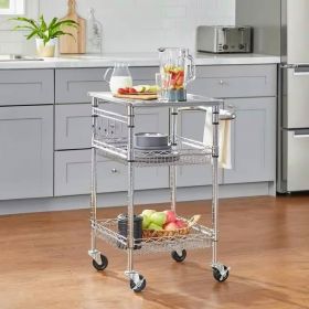 Compact Kitchen Cart with Stainless Steel Top and