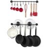 Set of 2 - Black Metal Wall Mounted Pot Rack with